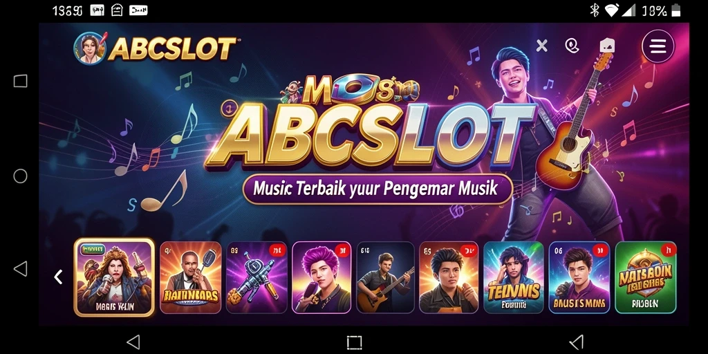 Tampilan permainan ABCSLOT yang menampilkan antarmuka dan gameplay musik.