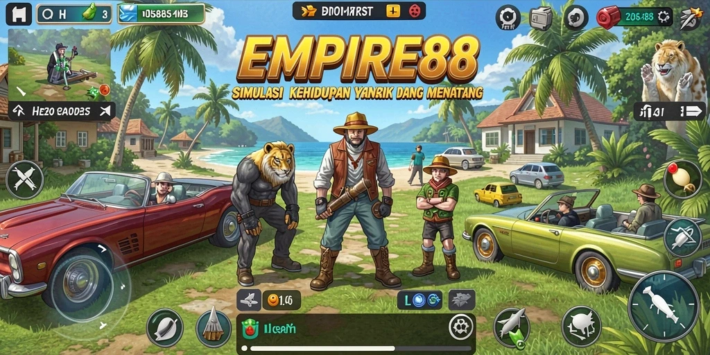 Gambaran gameplay menarik di <strong>EMPIRE88</strong> dengan berbagai bangunan dan aktivitas.
