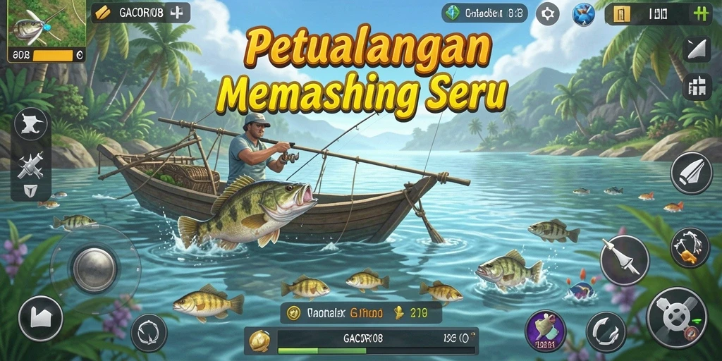 Screenshot gameplay GACOR108 menampilkan momen menangkap ikan.