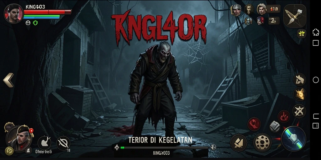 Gameplay KING403 menampilkan suasana horror yang menegangkan.