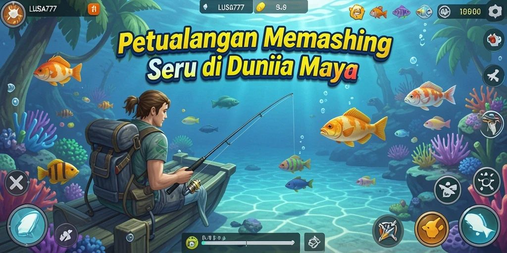 Tampilan gameplay LUSA777 yang penuh warna dan menarik saat memancing.
