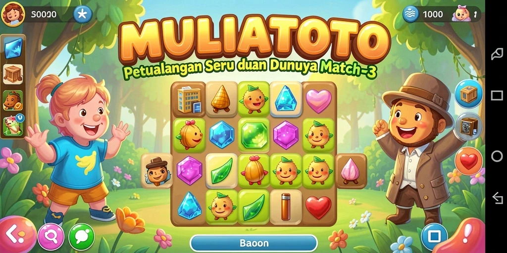 Tampilkan gameplay seru dalam MULIATOTO dengan tantangan Match-3.