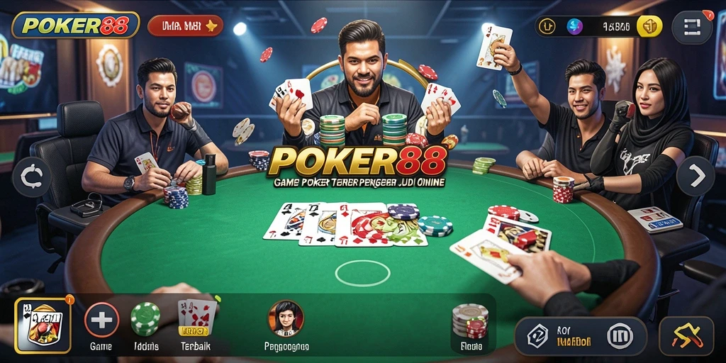 Screenshot gameplay POKER88 menampilkan keseruan permainan Poker yang nyata.