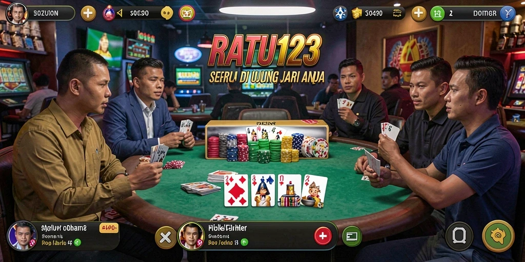 Tampilan gameplay Poker yang seru dan mendebarkan di RATU123.