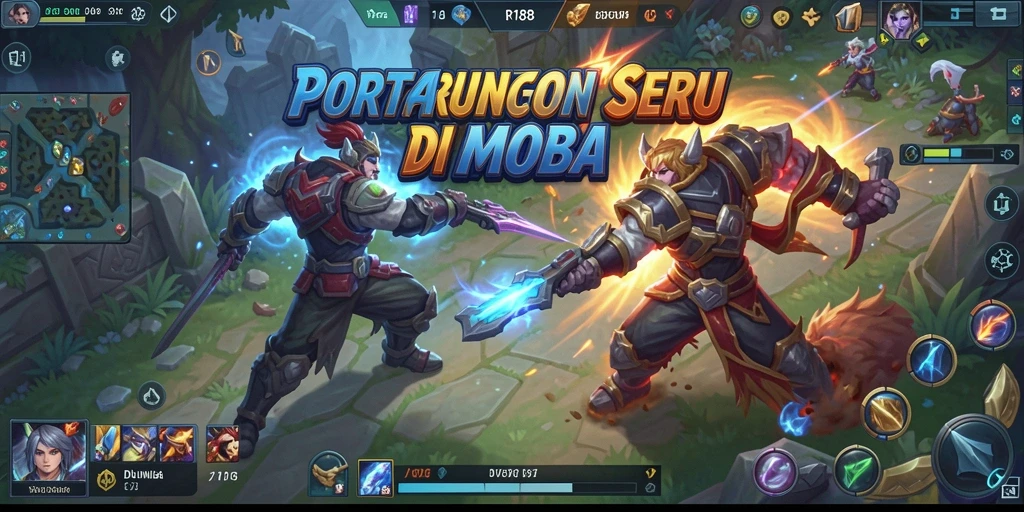 Gambar menampilkan aksi seru dalam gameplay MOBA RI188.