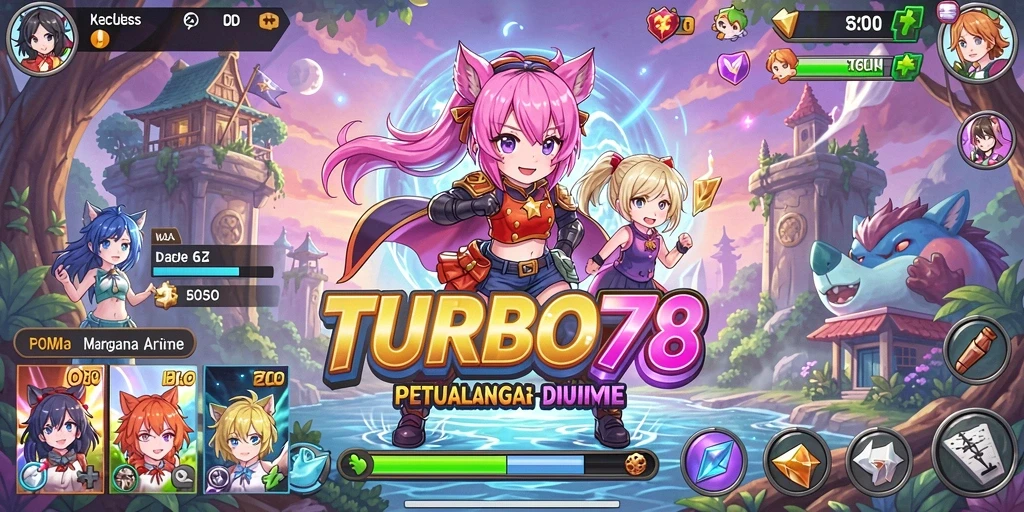Tampilan dinamis dari gameplay TURBO78 dengan karakter anime.